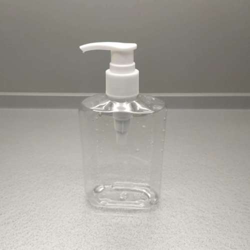 8oz 250ml square clear pet bottle with bamboo pump hand sanitizer container