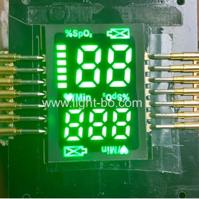 display a led smd verde puro ultra sottile personalizzato per pulsossimetri da dito