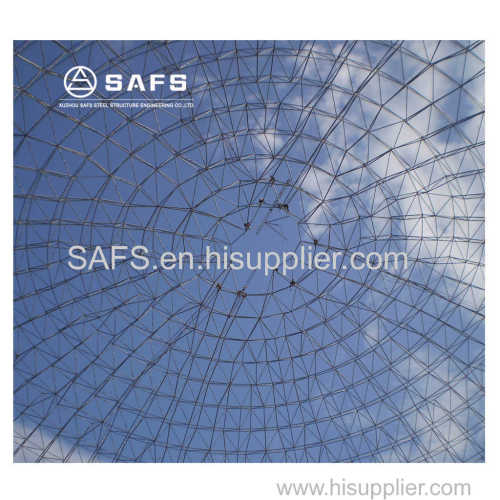 Galvanized Steel Frame Dome Roof Construction Glass