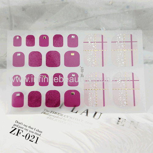 Adult Foot Lacquer Stickers w/ Gold Stamping and Imitation Diamond