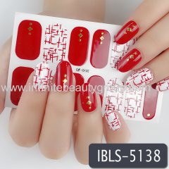 Adult Nail Stickers W/ Gold Stamping 14 Nails