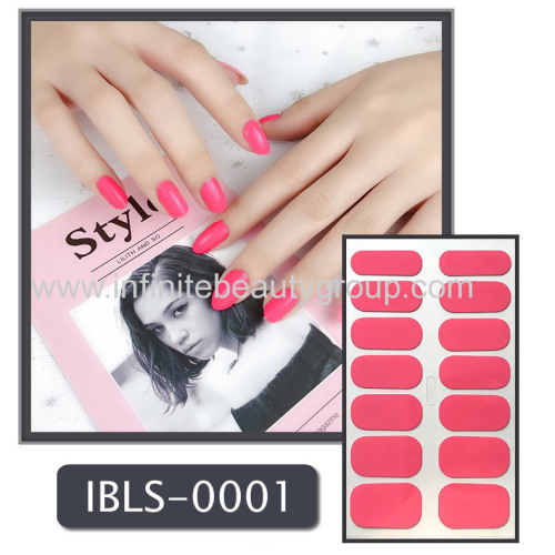 Imported Material Nail Sticker w/ Solid Color or Glitter 14 Nails