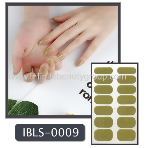 Imported Material Nail Sticker W/ Solid Color Or Glitter 14 Nails