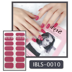 Imported Material Nail Sticker W/ Solid Color Or Glitter 14 Nails