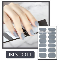 Imported Material Nail Sticker W/ Solid Color Or Glitter 14 Nails