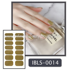 Imported Material Nail Sticker W/ Solid Color Or Glitter 14 Nails