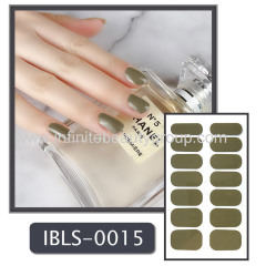 Imported Material Nail Sticker W/ Solid Color Or Glitter 14 Nails