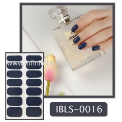 Imported Material Nail Sticker W/ Solid Color Or Glitter 14 Nails