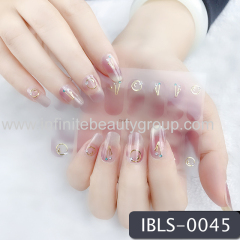 Imported Material Nail Stickers Stickers W/ Gold Stamping And Imitation Diamond 14 Nails