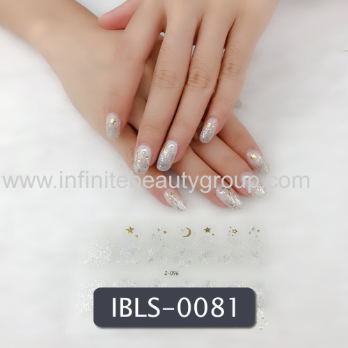 Imported Material Nail Stickers Stickers w/ Gold Stamping and Imitation Diamond 14 Nails