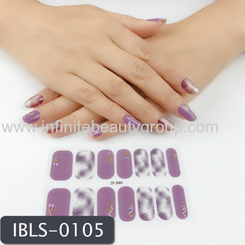 Imported Material Nail Stickers Stickers w/ Gold Stamping and Imitation Diamond 14 Nails