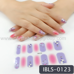 Imported Material Nail Stickers Stickers w/ Gold Stamping and Imitation Diamond 14 Nails