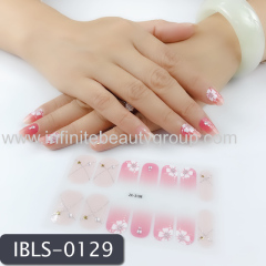 Imported Material Nail Stickers Stickers w/ Gold Stamping and Imitation Diamond 14 Nails