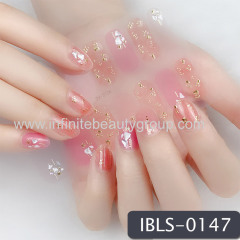 Imported Material Nail Stickers Stickers w/ Gold Stamping and Imitation Diamond 14 Nails