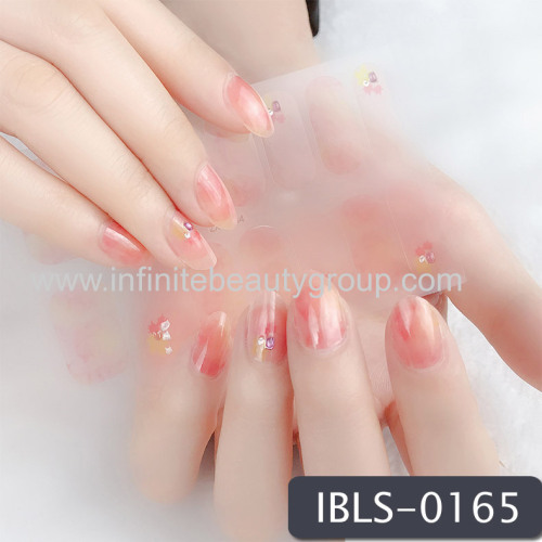 Imported Material Nail Stickers Stickers w/ Gold Stamping and Imitation Diamond 14 Nails