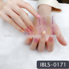 Imported Material Nail Stickers Stickers w/ Gold Stamping and Imitation Diamond 14 Nails