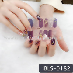 Imported Material Nail Stickers Stickers w/ Gold Stamping and Imitation Diamond 14 Nails