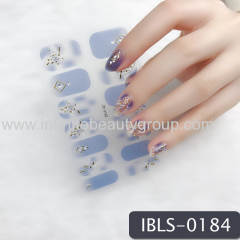 Imported Material Nail Stickers Stickers w/ Gold Stamping and Imitation Diamond 14 Nails