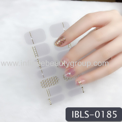 Imported Material Nail Stickers Stickers w/ Gold Stamping and Imitation Diamond 14 Nails