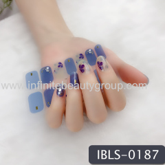 Imported Material Nail Stickers Stickers w/ Gold Stamping and Imitation Diamond 14 Nails