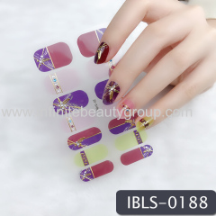 Imported Material Nail Stickers Stickers w/ Gold Stamping and Imitation Diamond 14 Nails