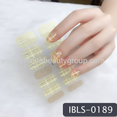 Imported Material Nail Stickers Stickers w/ Gold Stamping and Imitation Diamond 14 Nails