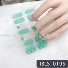 Imported Material Nail Stickers Stickers w/ Gold Stamping and Imitation Diamond 14 Nails