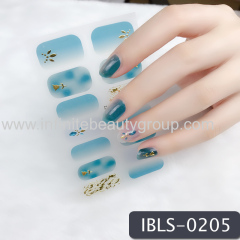 Imported Material Nail Stickers Stickers w/ Gold Stamping and Imitation Diamond 14 Nails