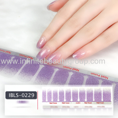 Imported Material 3D Nail Stickers Stickers w/ Solid Color or Glitter Gradient Ramp 22 Nails