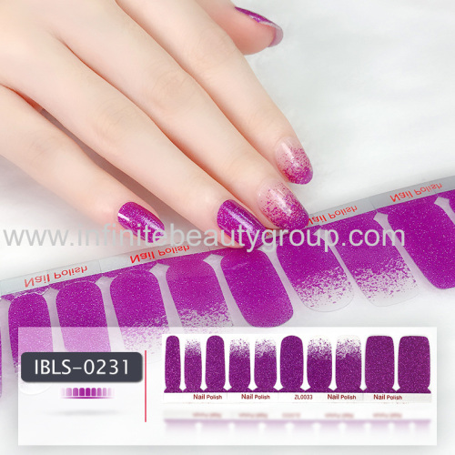 Imported Material 3D Nail Stickers Stickers w/ Solid Color or Glitter Gradient Ramp 22 Nails