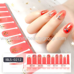 Imported Material 3D Nail Stickers Stickers w/ Gold Stamping and Imitation Diamond 22 Nails