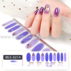 Imported Material 3D Nail Stickers Stickers w/ Gold Stamping and Imitation Diamond 22 Nails