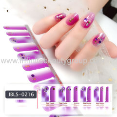 Imported Material 3D Nail Stickers Stickers w/ Gold Stamping and Imitation Diamond 22 Nails