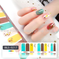 Imported Material 3D Nail Stickers Stickers w/ Gold Stamping and Imitation Diamond 22 Nails