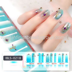 Imported Material 3D Nail Stickers Stickers w/ Gold Stamping and Imitation Diamond 22 Nails