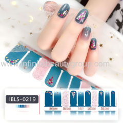 Imported Material 3D Nail Stickers Stickers w/ Gold Stamping and Imitation Diamond 22 Nails