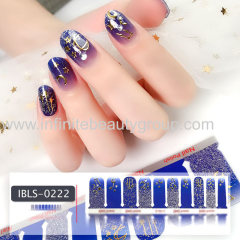 Imported Material 3D Nail Stickers Stickers w/ Gold Stamping and Imitation Diamond 22 Nails