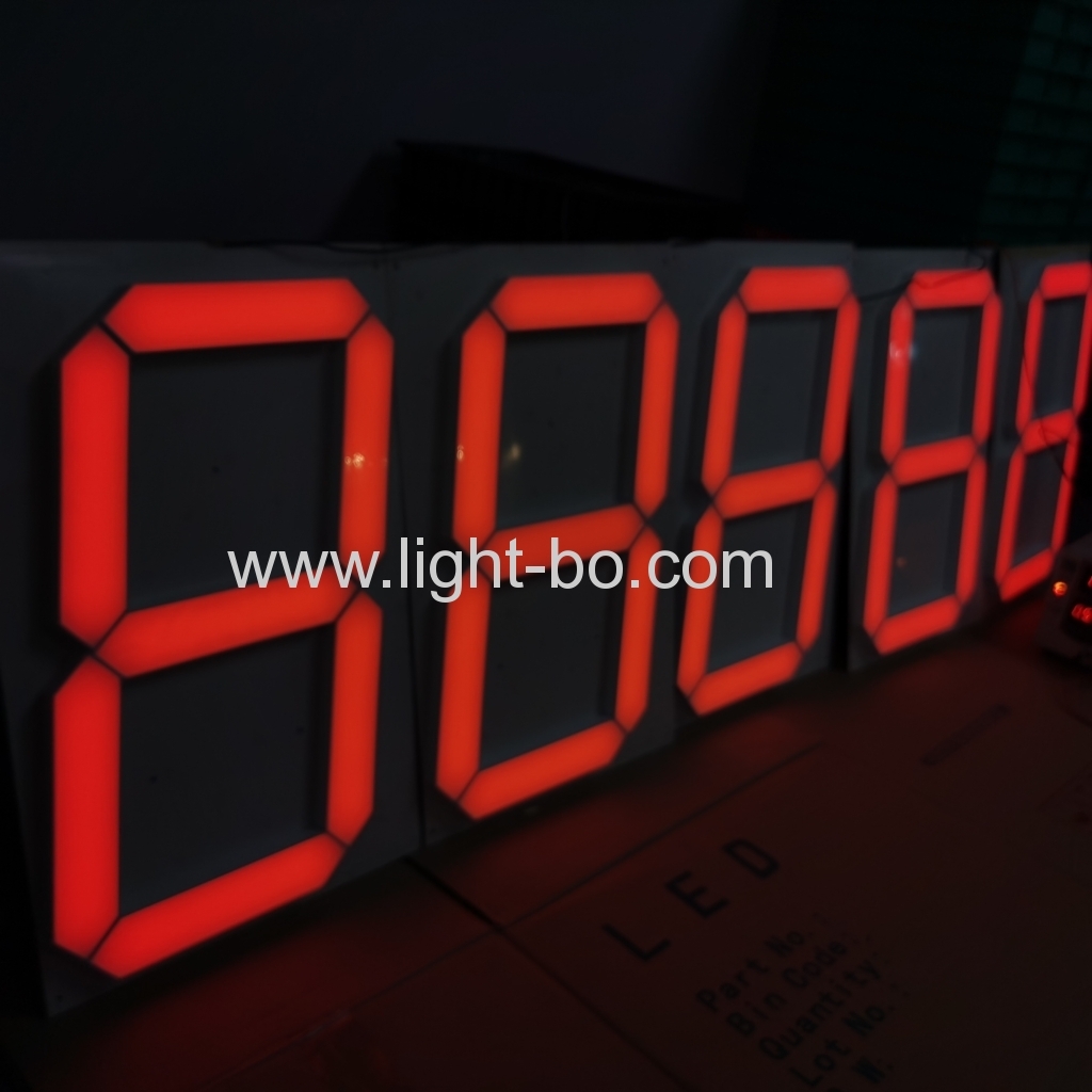 Ultra brilhante vermelho 20 polegadas tamanho grande 7 segmento display led para indicador de preço de posto de gasolina