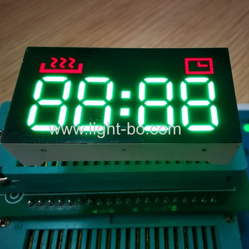 Custom Design Ultra Red /pure Green 4 Digit 7 segment LED Clock Display for mini oven control