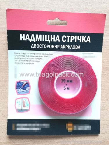 19mm Wx5m L Double Sided Acrylic Adhesive Tape ..Release Film: Red+Clear Acrylic Foam Based.