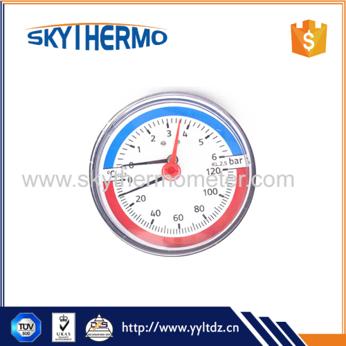 D80mm Dual purpose back connection thermo-pressure gauge thermomanometer pressure and temperature