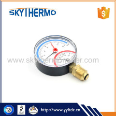 D80mm bottom connection plastic case thermomanometer measuring temperature and pressure