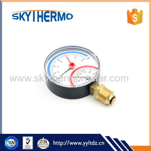 D80mm bottom connection plastic case thermomanometer measuring temperature and pressure