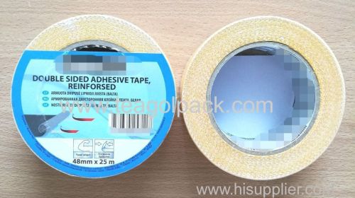 48mmx25M Double Sided Brown Adhesive Cotton Tape Reinforsed