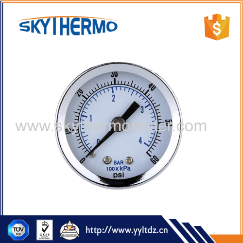 1/8" NPT Mini Pressure Gauge Air Compressor Hydraulic Vacuum Gauge Manometer Pressure Tester 0-60 PSI Back Mount 1.5" Di