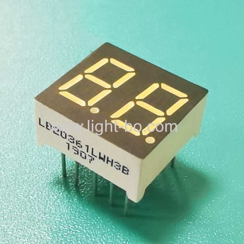 شاشة عرض LED ثنائية الرقم فائقة البياض مقاس 0.36 بوصة مكونة من 7 قطاعات وكاثود مشترك للأجهزة المنزلية