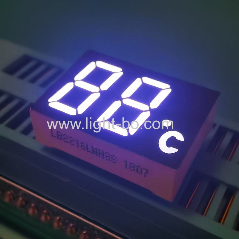 Ulrta branco 12mm dígito duplo 7 segmento display led cátodo comum para indicador de temperatura