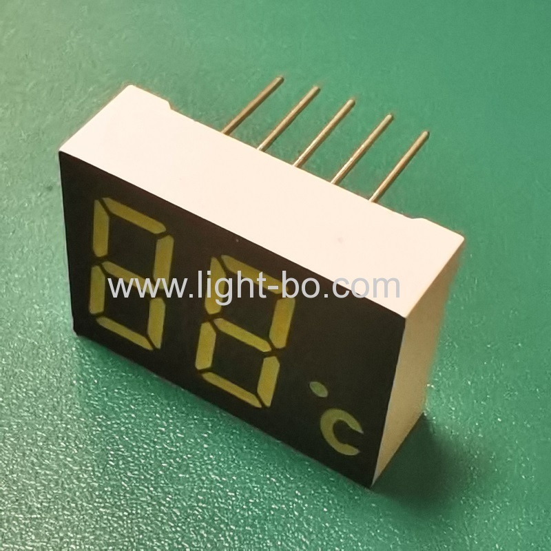 ulrta bianco 12mm dual digit 7 segmenti led display catodo comune per indicatore di temperatura