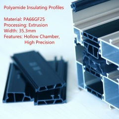 65mm PA66GF25 Hollow Chamber Thermal Break Polyamide Insulating Profiles