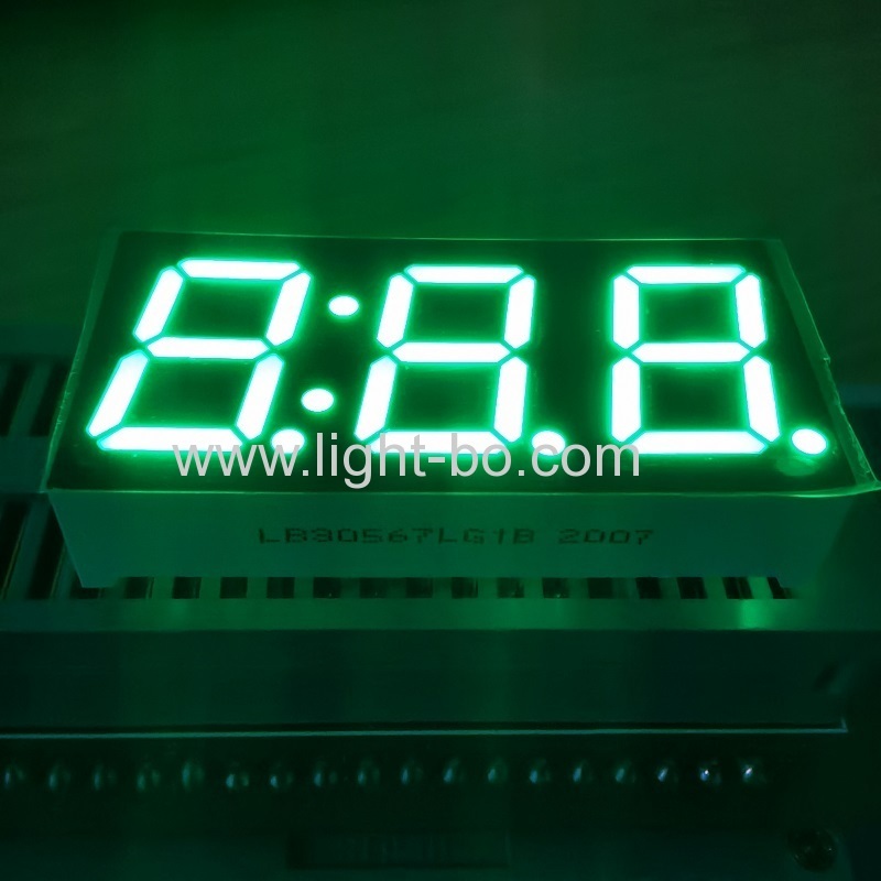 verde puro 7 segmento display led 0.56 "cátodo comum de 3 dígitos para o painel de instrumentos